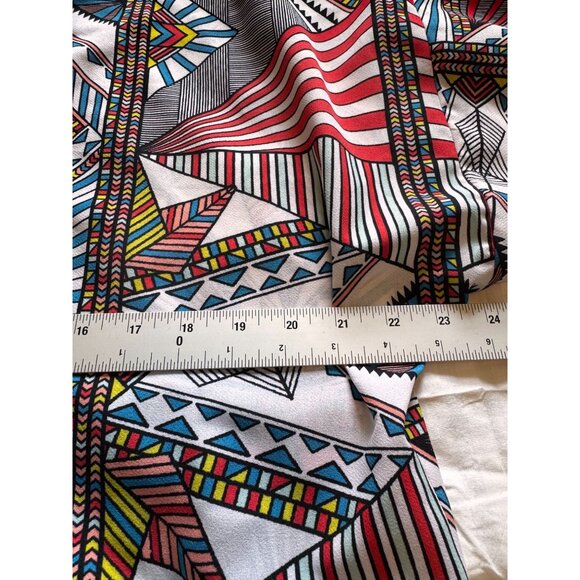 Gibson Latimer Womens S Tribal Geometric Print Top With Red Trim & Tassels Boho - Picture 7 of 10